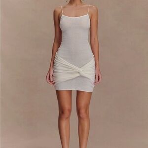 Meshki Laurie Twist Mini Knot Dress Ivory